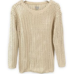 L.L. Bean Signature Ivory Loose Knit Pullover Sweater